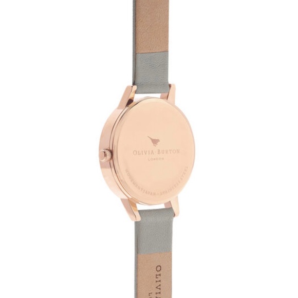 Olivia Burton Rose Gold and Gray Leather Strap Watch - Picture 4 of 11